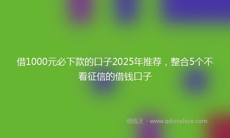 借1000元必下款的口子2025年推荐，整合5个不看征信的借钱口子
