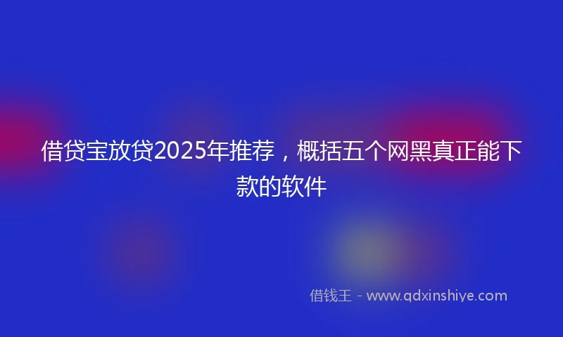 借贷宝放贷2025年推荐，概括五个网黑真正能下款的软件