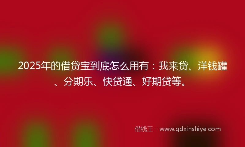 2025年的借贷宝到底怎么用有：我来贷、洋钱罐、分期乐、快贷通、好期贷等。