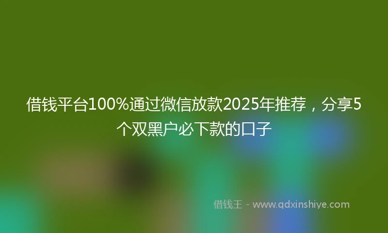 借钱平台100%通过微信放款2025年推荐，分享5个双黑户必下款的口子