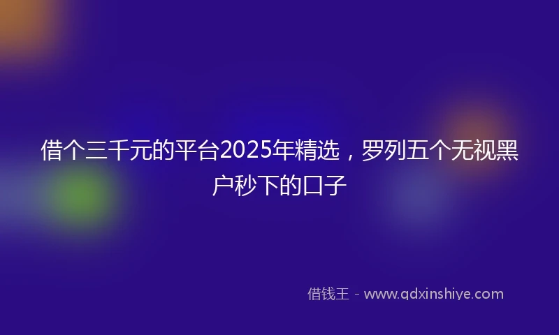 借个三千元的平台2025年精选，罗列五个无视黑户秒下的口子