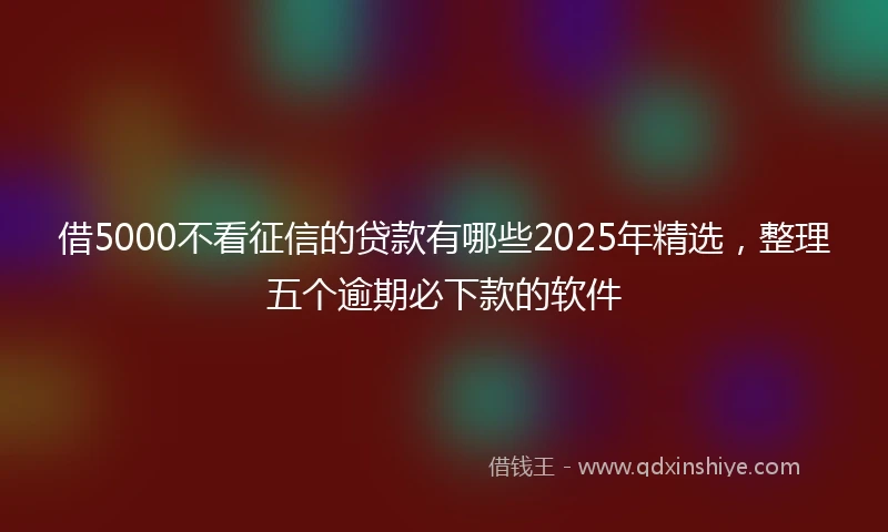 借5000不看征信的贷款有哪些2025年精选，整理五个逾期必下款的软件