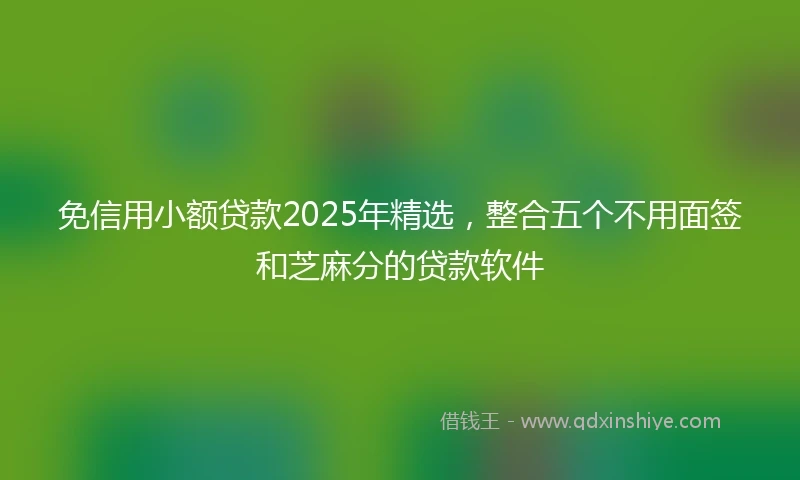 免信用小额贷款2025年精选，整合五个不用面签和芝麻分的贷款软件