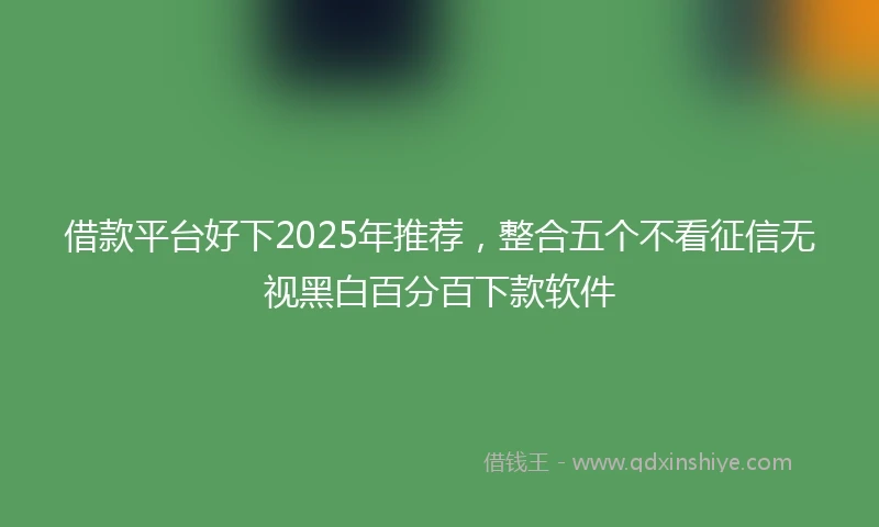 借款平台好下2025年推荐，整合五个不看征信无视黑白百分百下款软件