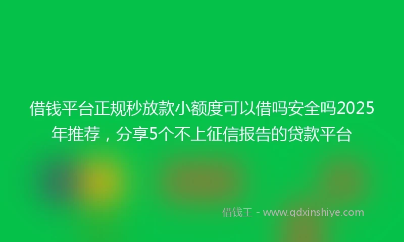 借钱平台正规秒放款小额度可以借吗安全吗2025年推荐，分享5个不上征信报告的贷款平台
