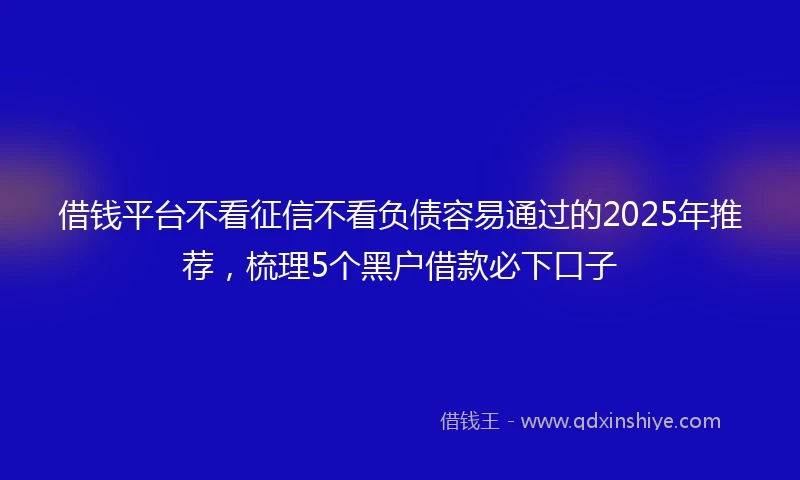 借钱平台不看征信不看负债容易通过的2025年推荐，梳理5个黑户借款必下口子