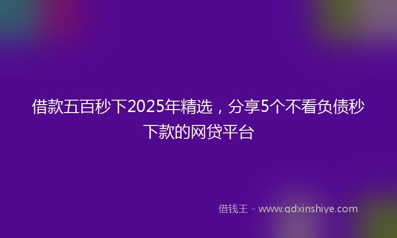 借款五百秒下2025年精选，分享5个不看负债秒下款的网贷平台