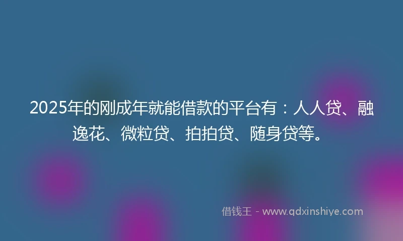 2025年的刚成年就能借款的平台有：人人贷、融逸花、微粒贷、拍拍贷、随身贷等。