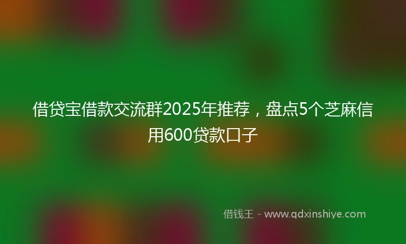 借贷宝借款交流群2025年推荐，盘点5个芝麻信用600贷款口子
