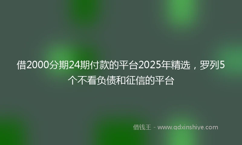 借2000分期24期付款的平台2025年精选，罗列5个不看负债和征信的平台