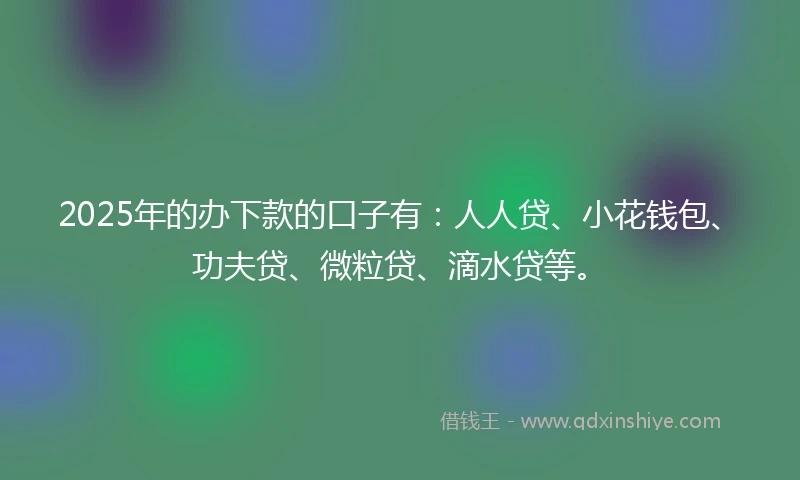 2025年的办下款的口子有：人人贷、小花钱包、功夫贷、微粒贷、滴水贷等。