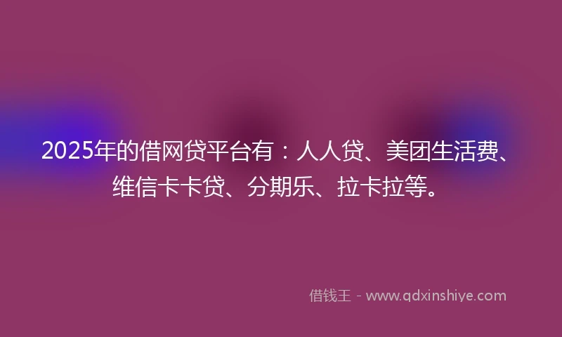 2025年的借网贷平台有：人人贷、美团生活费、维信卡卡贷、分期乐、拉卡拉等。