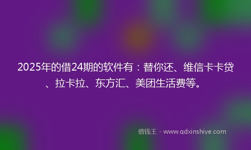 2025年的借24期的软件有：替你还、维信卡卡贷、拉卡拉、东方汇、美团生活费等。