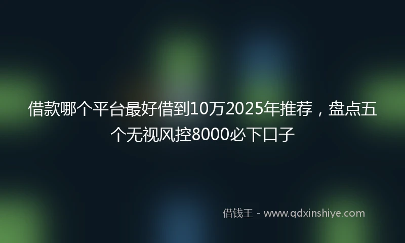借款哪个平台最好借到10万2025年推荐，盘点五个无视风控8000必下口子