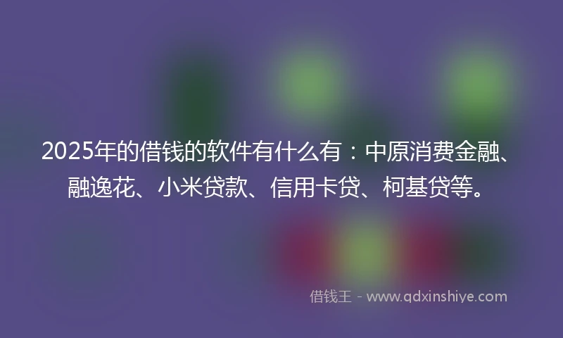 2025年的借钱的软件有什么有：中原消费金融、融逸花、小米贷款、信用卡贷、柯基贷等。