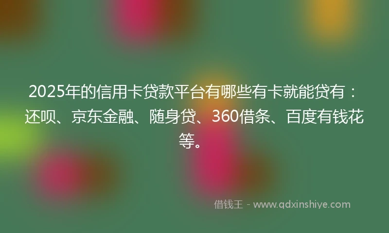 2025年的信用卡贷款平台有哪些有卡就能贷有：还呗、京东金融、随身贷、360借条、百度有钱花等。
