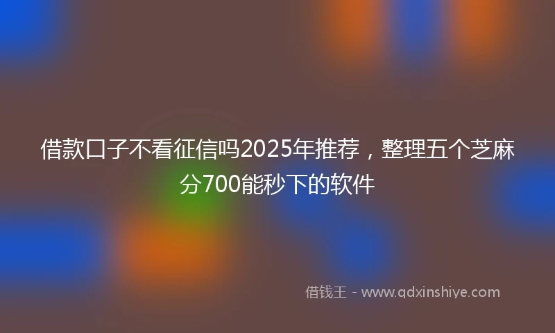 借款口子不看征信吗2025年推荐，整理五个芝麻分700能秒下的软件