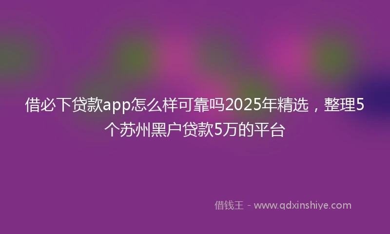 借必下贷款app怎么样可靠吗2025年精选，整理5个苏州黑户贷款5万的平台