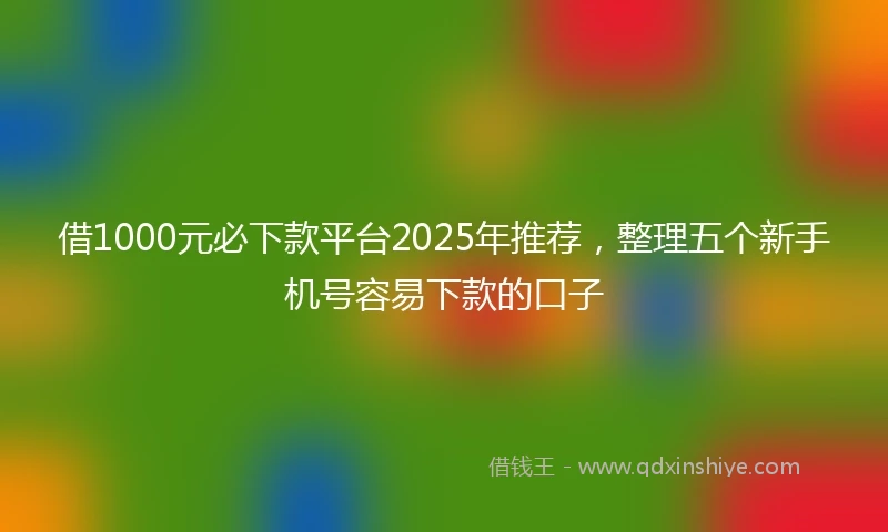借1000元必下款平台2025年推荐,整理五个新手机号容易下款的口子