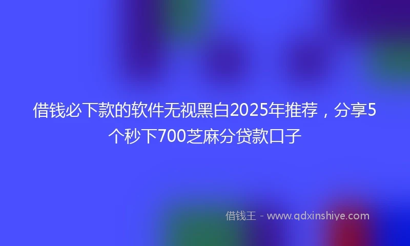 借钱必下款的软件无视黑白2025年推荐，分享5个秒下700芝麻分贷款口子
