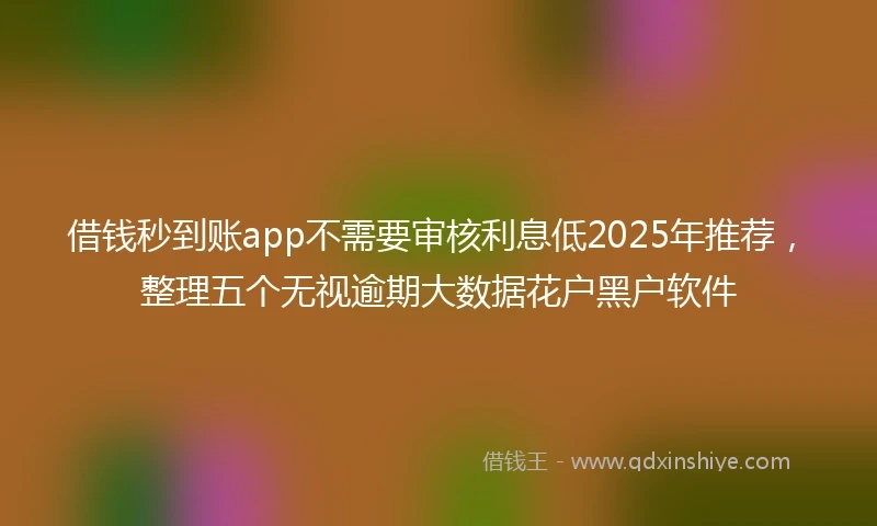 借钱秒到账app不需要审核利息低2025年推荐，整理五个无视逾期大数据花户黑户软件