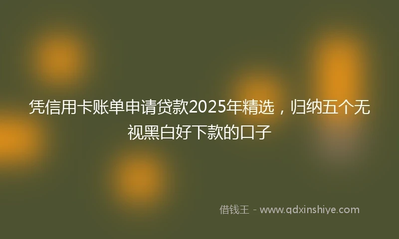 凭信用卡账单申请贷款2025年精选，归纳五个无视黑白好下款的口子