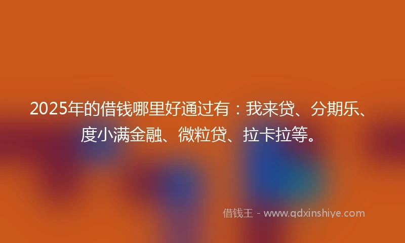 2025年的借钱哪里好通过有：我来贷、分期乐、度小满金融、微粒贷、拉卡拉等。