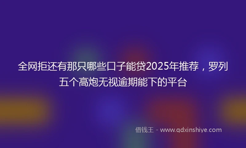 全网拒还有那只哪些口子能贷2025年推荐，罗列五个高炮无视逾期能下的平台