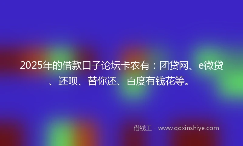 2025年的借款口子论坛卡农有：团贷网、e微贷、还呗、替你还、百度有钱花等。