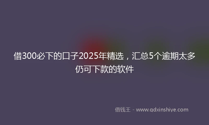 借300必下的口子2025年精选，汇总5个逾期太多仍可下款的软件