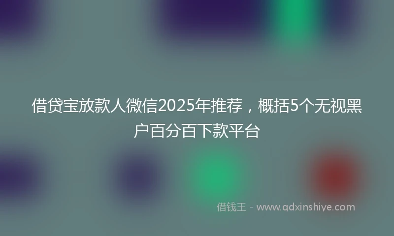 借贷宝放款人微信2025年推荐，概括5个无视黑户百分百下款平台
