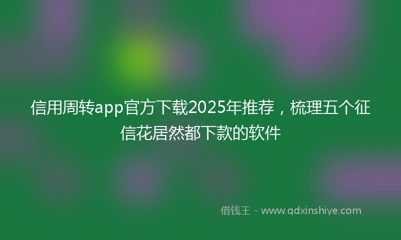 信用周转app官方下载2025年推荐，梳理五个征信花居然都下款的软件