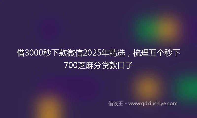借3000秒下款微信2025年精选，梳理五个秒下700芝麻分贷款口子