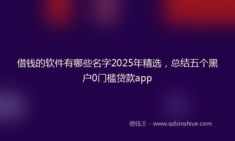 借钱的软件有哪些名字2025年精选，总结五个黑户0门槛贷款app
