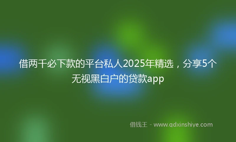 借两千必下款的平台私人2025年精选，分享5个无视黑白户的贷款app