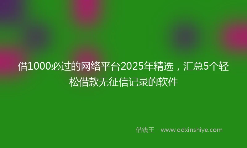 借1000必过的网络平台2025年精选，汇总5个轻松借款无征信记录的软件