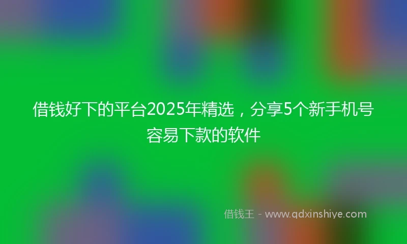 借钱好下的平台2025年精选，分享5个新手机号容易下款的软件
