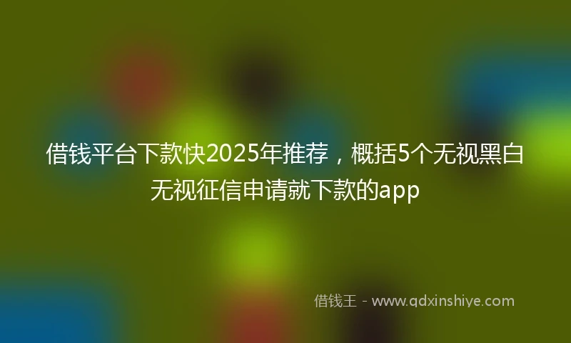 借钱平台下款快2025年推荐，概括5个无视黑白无视征信申请就下款的app