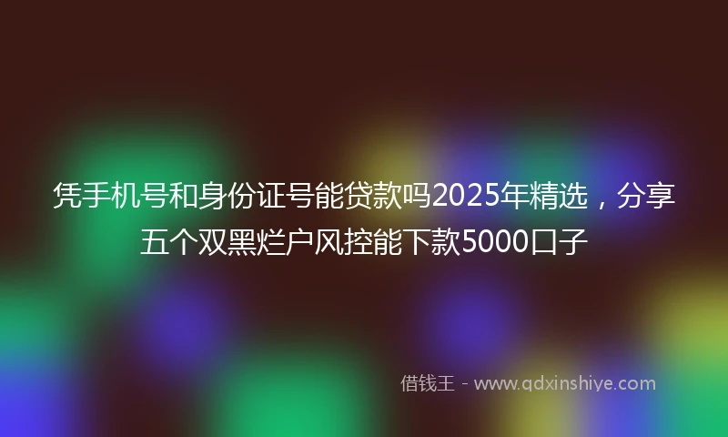 凭手机号和身份证号能贷款吗2025年精选，分享五个双黑烂户风控能下款5000口子