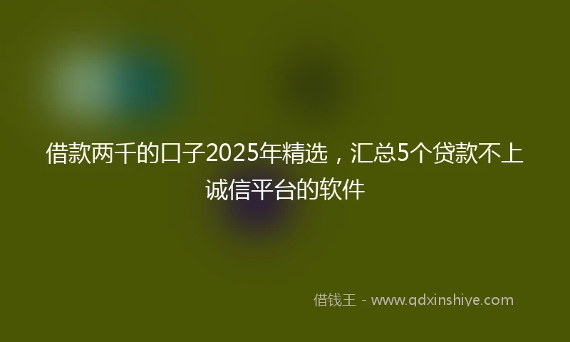 借款两千的口子2025年精选，汇总5个贷款不上诚信平台的软件