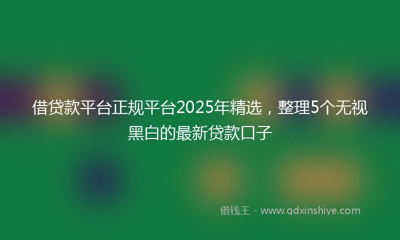 借贷款平台正规平台2025年精选，整理5个无视黑白的最新贷款口子