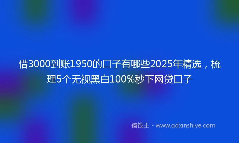 借3000到账1950的口子有哪些2025年精选，梳理5个无视黑白100%秒下网贷口子