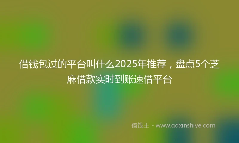 借钱包过的平台叫什么2025年推荐，盘点5个芝麻借款实时到账速借平台