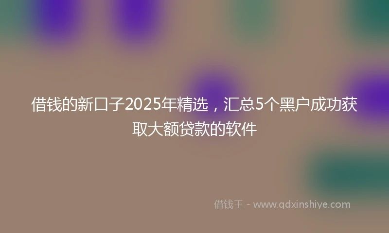 借钱的新口子2025年精选，汇总5个黑户成功获取大额贷款的软件