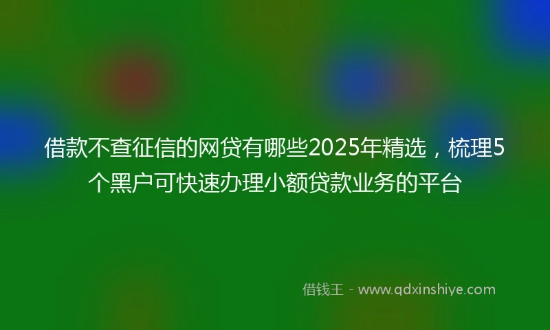 借款不查征信的网贷有哪些2025年精选，梳理5个黑户可快速办理小额贷款业务的平台