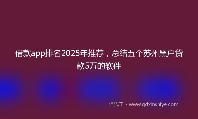 借款app排名2025年推荐，总结五个苏州黑户贷款5万的软件
