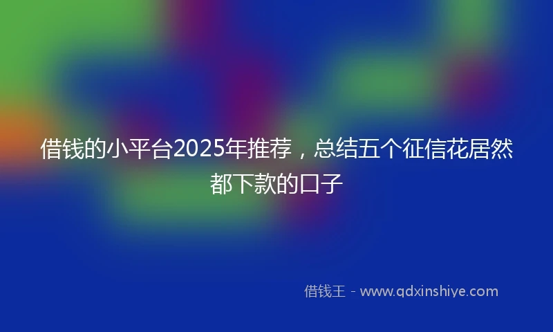 借钱的小平台2025年推荐，总结五个征信花居然都下款的口子