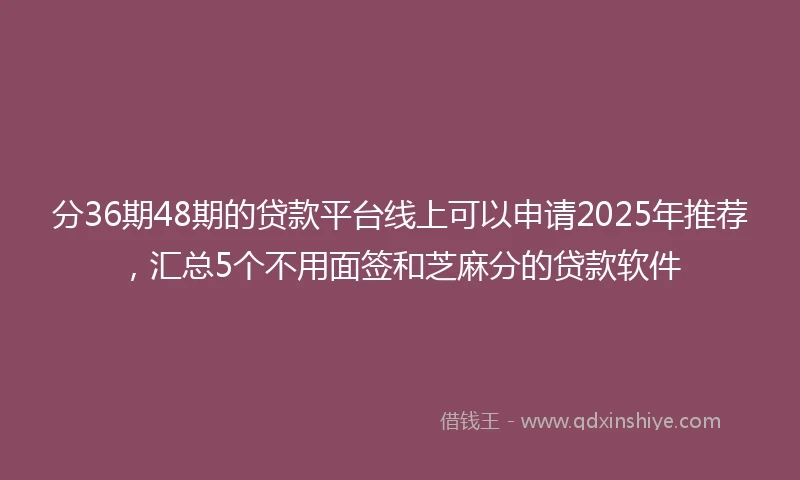 分36期48期的贷款平台线上可以申请2025年推荐，汇总5个不用面签和芝麻分的贷款软件