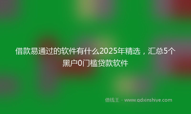 借款易通过的软件有什么2025年精选，汇总5个黑户0门槛贷款软件