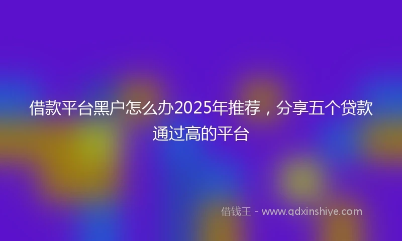借款平台黑户怎么办2025年推荐，分享五个贷款通过高的平台